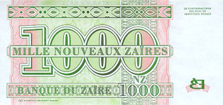 Zaire P66S-1000 New Zaire Year 1995 SPECIMEN