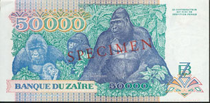 Zaire P40S-50.000 Zaires Year 1991 SPECIMEN