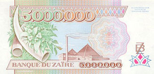 Zaire P46S-5.000.000 Zaires Year 1992 SPECIMEN