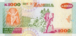 P40a Zambia 1000 Kwacha Year 1992