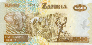 P39a Zambia 500 Kwacha Year 1992