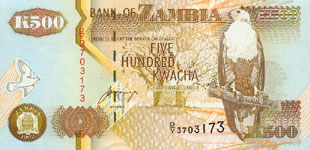 P39c/d Zambia 500 Kwacha Year 2001/03