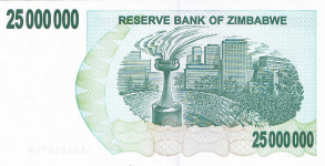 P 56 Zimbabwe Bearer Cheque 25.000.000 Dollars 2008